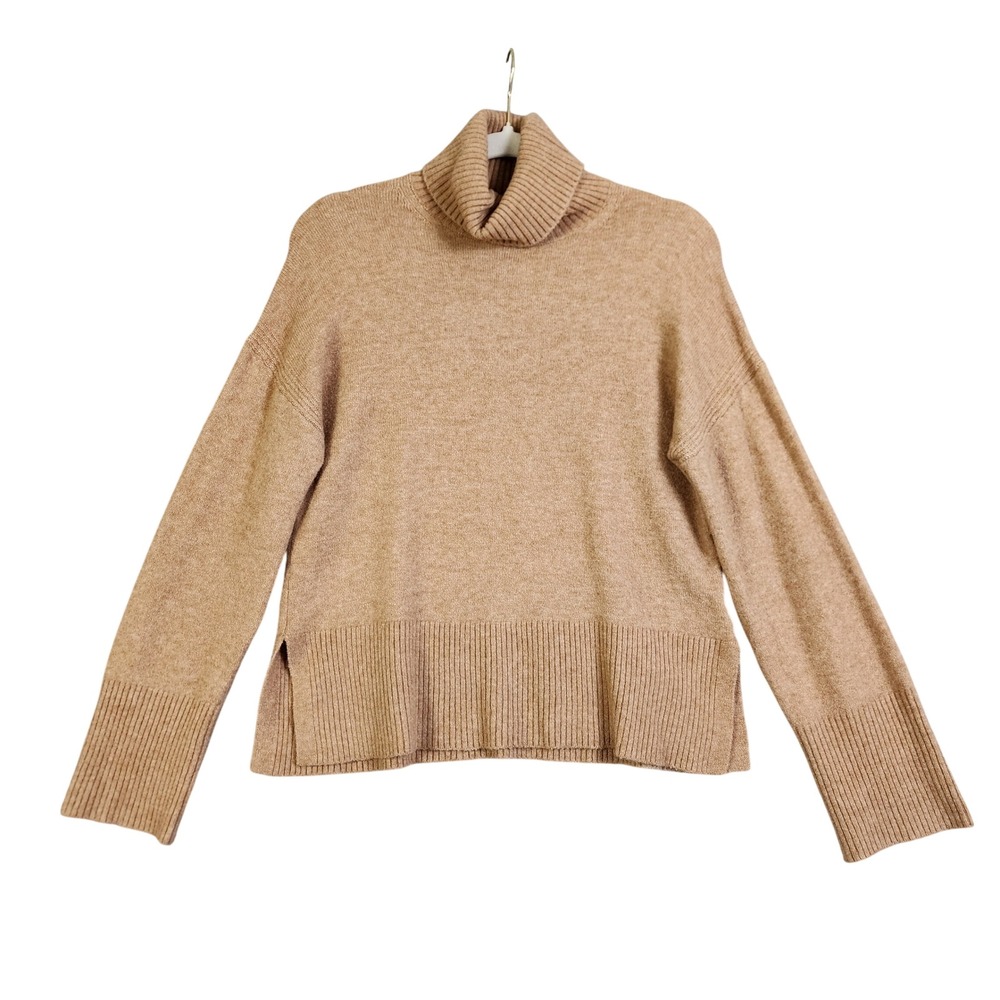 J Crew Womens Turtleneck Sweater in Supersoft Yarn Size XS Heather Camel